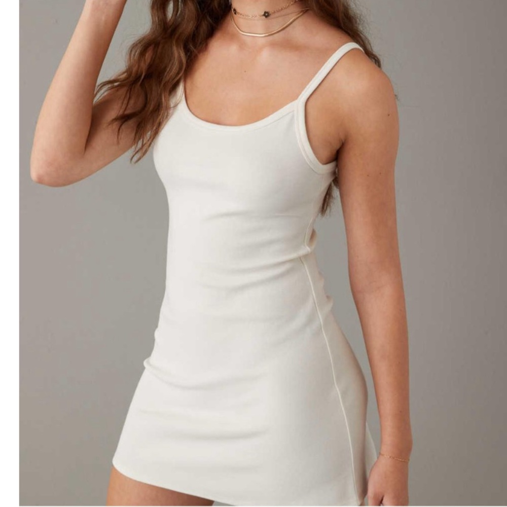 AMERICAN EAGLE basic cream knit cami mini dress